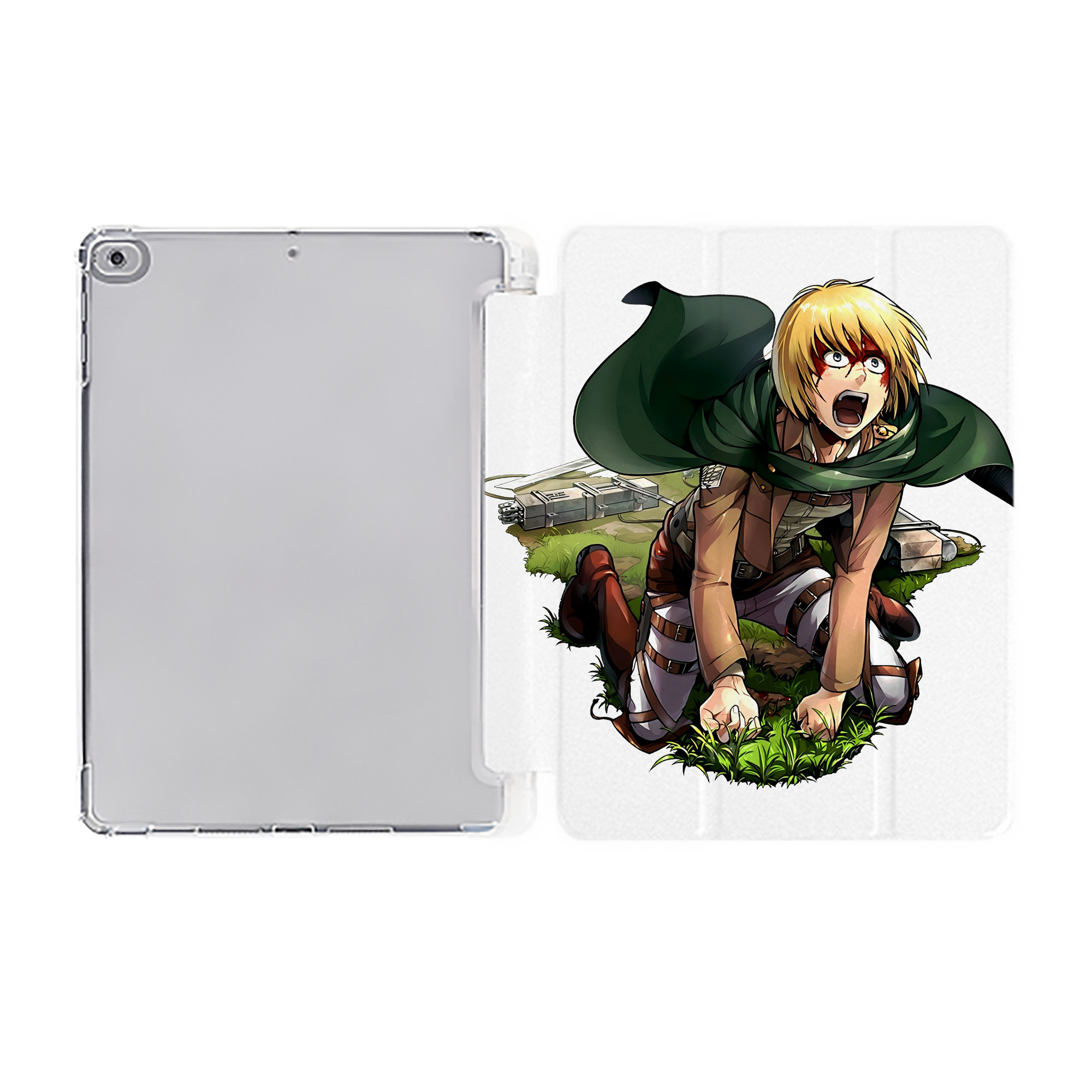 （画像用） 進撃の巨人 アルミン·アルレルト Attack on Titan Armin Arlert IPad ケース ペン収納付き 三つ折りスタンド PUレザー×シリコン 対応機種9.5/10.5/10.9インチ
